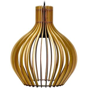 Relaxdays pendant light, wood, H: 35x35 cm, open teardrop design, slatted lampshade, E27 socket, boho, natural/black Relaxdays pendant light, wood, H: 35x35 cm, open teardrop design, slatted lampshade, E27 socket, boho, natural/black