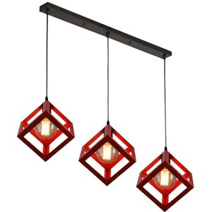 NORCKS Retro Antique Chandelier Cube Pendant Lights Industrial Pendant Lights Metal Creative Red 3 Heads Ceiling Light For Kitchen Bedroom Living Room E27 NORCKS Retro Antique Chandelier Cube Pendant Lights Industrial Pendant Lights Metal Creative Red 3 Heads Ceiling Light For Kitchen Bedroom Living Room E27