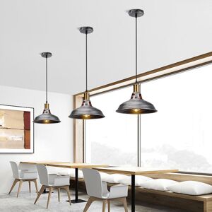 AXHUP 3x Lustre Suspension Industrielle 27cm en Métal E27 Lampe Vintage Rétro pour Salon Chambre Cuisine Gris AXHUP 3x Lustre Suspension Industrielle 27cm en Métal E27 Lampe Vintage Rétro pour Salon Chambre Cuisine Gris