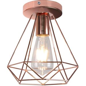 Norcks - Retro Diamond Ceiling Light Rose Gold Metal 20CM Chandelier Industrial E27 Ceiling Lamp Vintage Antique Ceiling Light Norcks - Retro Diamond Ceiling Light Rose Gold Metal 20CM Chandelier Industrial E27 Ceiling Lamp Vintage Antique Ceiling Light