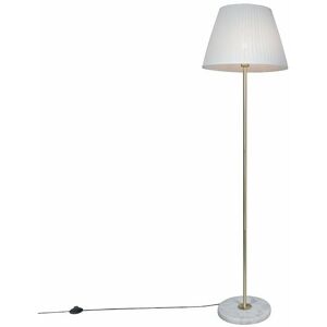 QAZQA Retro Floor Lamp Brass with Pleated Lampshade Cream 45 cm - Kaso QAZQA Retro Floor Lamp Brass with Pleated Lampshade Cream 45 cm - Kaso