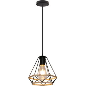 Norcks - Retro Industrial Chandelier Hemp Rope Diamond Ceiling Light Black Nostalgia Classic Pendant Light 20CM For Bedroom Norcks - Retro Industrial Chandelier Hemp Rope Diamond Ceiling Light Black Nostalgia Classic Pendant Light 20CM For Bedroom