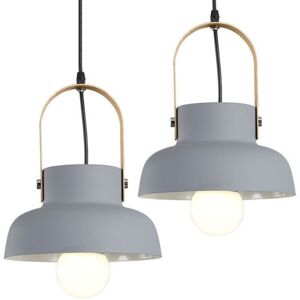 WOTTES Industrial Vintage Pendant Light Wooden Metal Ceiling Lamp Indoor Hanging Lamp Grey Chandelier Lampshade 2Pcs WOTTES Industrial Vintage Pendant Light Wooden Metal Ceiling Lamp Indoor Hanging Lamp Grey Chandelier Lampshade 2Pcs