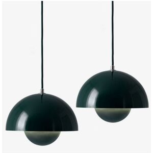 WOTTES Modern Pendant Light Metal Ceiling Lamp Indoor Hanging Lamp Adjustable Chandelier Black Green Lampshade Ø23CM 2Pcs WOTTES Modern Pendant Light Metal Ceiling Lamp Indoor Hanging Lamp Adjustable Chandelier Black Green Lampshade Ø23CM 2Pcs