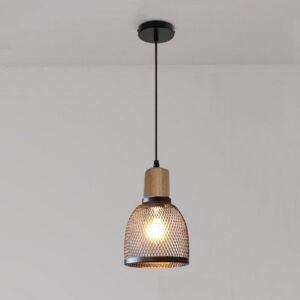 WOTTES Industrial Vintage Pendant Light Metal Wooden Ceiling Lamp Adjustable Hanging Lamp Indoor Chandelier Ø15CM WOTTES Industrial Vintage Pendant Light Metal Wooden Ceiling Lamp Adjustable Hanging Lamp Indoor Chandelier Ø15CM