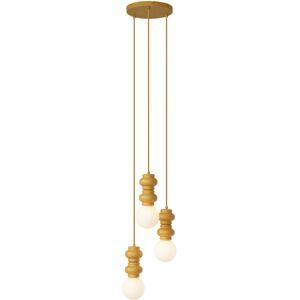Qazqa - Retro Pendant Light Mustard Yellow with Matt Glass 3-Lights - Fedde Qazqa - Retro Pendant Light Mustard Yellow with Matt Glass 3-Lights - Fedde