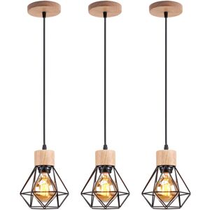 NORCKS Retro Pendant Light Vintage Pendant Light Black Modern Ceiling Light Indoor Pendant Light Metal Wood Pendant Lights (3PCS) NORCKS Retro Pendant Light Vintage Pendant Light Black Modern Ceiling Light Indoor Pendant Light Metal Wood Pendant Lights (3PCS)