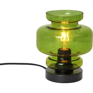 QAZQA Retro Table Lamp Black with Green Glass - Denise QAZQA Retro Table Lamp Black with Green Glass - Denise