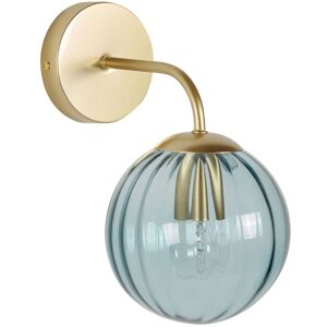 Beliani Wall Lamp Gold Blue Glass Iron - 28 cm Globe Shade Light Lighting Bedroom Living Room Retro Art Deco Beliani Wall Lamp Gold Blue Glass Iron - 28 cm Globe Shade Light Lighting Bedroom Living Room Retro Art Deco