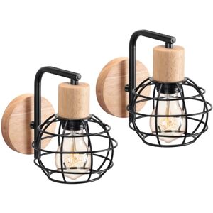 NORCKS Retro Wall Lights Vintage Wall Light Black Modern Wall Lamp Metal Wood Wall Sconce For Indoor Lighting (2PCS) NORCKS Retro Wall Lights Vintage Wall Light Black Modern Wall Lamp Metal Wood Wall Sconce For Indoor Lighting (2PCS)
