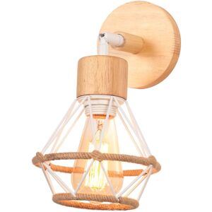 NORCKS Retro Wall Lights White Vintage Wood Wall Lamp Modern Wall Light Minimalist Indoor Wall Sconce E27 NORCKS Retro Wall Lights White Vintage Wood Wall Lamp Modern Wall Light Minimalist Indoor Wall Sconce E27