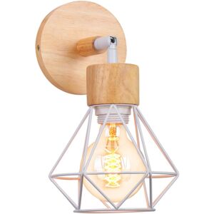 NORCKS Retro Wall Lights White Vintage Wood Wall Lamp Modern Wall Light Minimalist Indoor Wall Sconce For Bedroom Bar Office, E27 NORCKS Retro Wall Lights White Vintage Wood Wall Lamp Modern Wall Light Minimalist Indoor Wall Sconce For Bedroom Bar Office, E27