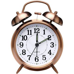 Serbia - Réveil, réveil de chevet à l'ancienne avec double cloche non tic-tac, réveil à quartz analogique à piles vintage avec veilleuse pour chambre Serbia - Réveil, réveil de chevet à l'ancienne avec double cloche non tic-tac, réveil à quartz analogique à piles vintage avec veilleuse pour chambre