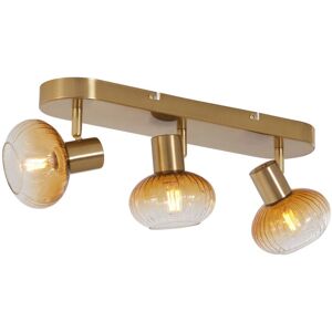 QAZQA Rounded Ceiling Spotlight Gold with Amber Glass 3-Light - Teddy QAZQA Rounded Ceiling Spotlight Gold with Amber Glass 3-Light - Teddy
