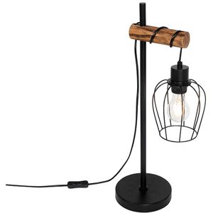 QAZQA Rustic Table Lamp - Black Wood Steel - E27 - 60W QAZQA Rustic Table Lamp - Black Wood Steel - E27 - 60W