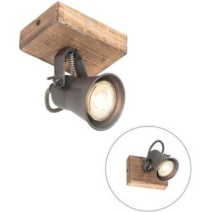 QAZQA Wooden Rustic Ceiling/Wall Spotlight - Jelle QAZQA Wooden Rustic Ceiling/Wall Spotlight - Jelle