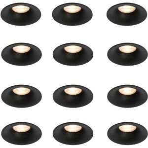 QAZQA Set of 12 Recessed Spotlights Black GU10 50mm - Gijs QAZQA Set of 12 Recessed Spotlights Black GU10 50mm - Gijs