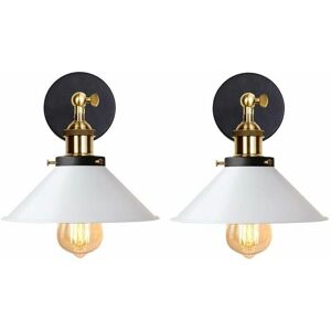 ROSE Set of 2 Industrial Wall Sconce Edison Style Ceiling Lamp Metal Retro Ceiling Lamp with 180 Degree Rotation - 22CM, White ROSE Set of 2 Industrial Wall Sconce Edison Style Ceiling Lamp Metal Retro Ceiling Lamp with 180 Degree Rotation - 22CM, White