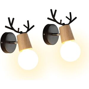 WOIYIC Set of 2 Modern Creative Deer Antler Design Wall Lamps Indoor Wood and Metal Wall Light Art Deco Wall Lamp for Bedroom Living Room Hallway Restaurant WOIYIC Set of 2 Modern Creative Deer Antler Design Wall Lamps Indoor Wood and Metal Wall Light Art Deco Wall Lamp for Bedroom Living Room Hallway Restaurant