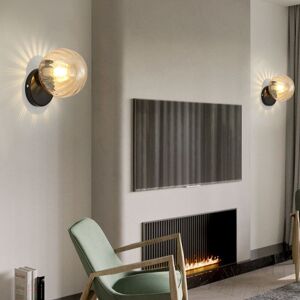 WOTTES Set of 2 Modern Wall Lamp Glass Globe Wall Light Shade Decorative Indoor Wall Sconce Amber + Black WOTTES Set of 2 Modern Wall Lamp Glass Globe Wall Light Shade Decorative Indoor Wall Sconce Amber + Black