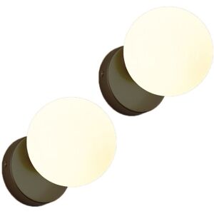 WOTTES Set of 2 Modern Wall Lamp Glass Globe Wall Light Shade Decorative Indoor Wall Sconce Creamy White + Black WOTTES Set of 2 Modern Wall Lamp Glass Globe Wall Light Shade Decorative Indoor Wall Sconce Creamy White + Black