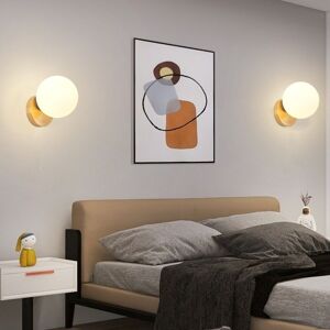 WOTTES Set of 2 Modern Wall Lamp Glass Globe Wall Light Shade Decorative Indoor Wall Sconce Creamy White + Gold WOTTES Set of 2 Modern Wall Lamp Glass Globe Wall Light Shade Decorative Indoor Wall Sconce Creamy White + Gold
