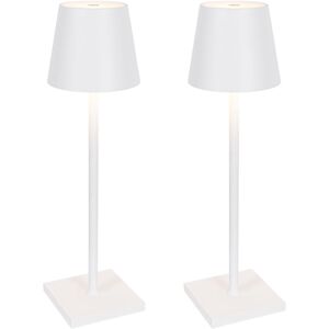 QAZQA Janet White Outdoor Set of 2 LED Table Lamps - Garden Light QAZQA Janet White Outdoor Set of 2 LED Table Lamps - Garden Light