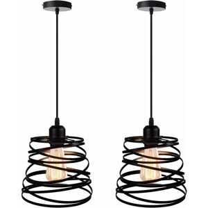 HÉLOISE Set of 2 Pendant Lights Modern Creative Chandelier Ceiling Light Vintage Cascading Spiral Design Metal E27 Pendant Lamp for Bedroom Living Room, 20cm HÉLOISE Set of 2 Pendant Lights Modern Creative Chandelier Ceiling Light Vintage Cascading Spiral Design Metal E27 Pendant Lamp for Bedroom Living Room, 20cm