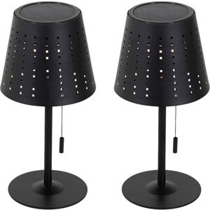 Qazqa - Set of 2 Table Lamps Black Incl. led 3-Step Dimmable Rechargeable and Solar - Ferre Qazqa - Set of 2 Table Lamps Black Incl. led 3-Step Dimmable Rechargeable and Solar - Ferre