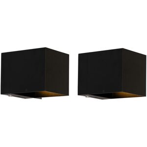 QAZQA Joris Black Set of 2 Rechargeable Wall Lamps - Wall Lamp QAZQA Joris Black Set of 2 Rechargeable Wall Lamps - Wall Lamp