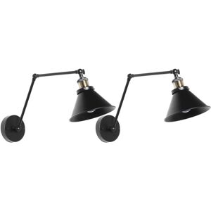 Beliani Set of 2 Wall Lamps Black Metal NARVA - Wall Lamps Beliani Set of 2 Wall Lamps Black Metal NARVA - Wall Lamps