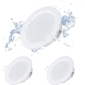 Gotrays - Set of 3 led Recessed Spotlights, 5W 3000K IP44 Round Recessed Ceiling Light for Bathroom/Living Room/Bedroom/Kitchen (White Light) [Energy Gotrays - Set of 3 led Recessed Spotlights, 5W 3000K IP44 Round Recessed Ceiling Light for Bathroom/Living Room/Bedroom/Kitchen (White Light) [Energy