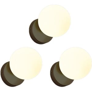 Wottes - Set of 3 Modern Wall Lamp Glass Globe Wall Light Shade Decorative Indoor Wall Sconce Creamy White + Black Wottes - Set of 3 Modern Wall Lamp Glass Globe Wall Light Shade Decorative Indoor Wall Sconce Creamy White + Black