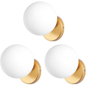 WOTTES Set of 3 Modern Wall Lamp Glass Globe Wall Light Shade Decorative Indoor Wall Sconce Creamy White + Gold WOTTES Set of 3 Modern Wall Lamp Glass Globe Wall Light Shade Decorative Indoor Wall Sconce Creamy White + Gold