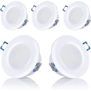 Memkey - Set of 5 led recessed bathroom spotlights, IP44, 230V, ultra-slim, 5W, available in warm white and cool white, round, white, for bathroom, Memkey - Set of 5 led recessed bathroom spotlights, IP44, 230V, ultra-slim, 5W, available in warm white and cool white, round, white, for bathroom,