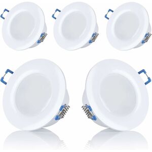 TINOR Set of 5 led spotlights, recessed, for bathroom, IP44, 230 v, ultra flat, 5 w, available in warm white and cold white, round, white, for TINOR Set of 5 led spotlights, recessed, for bathroom, IP44, 230 v, ultra flat, 5 w, available in warm white and cold white, round, white, for