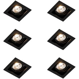 QAZQA Set of 6 Adjustable Square Recessed Spotlights Black - Artemis 70 QAZQA Set of 6 Adjustable Square Recessed Spotlights Black - Artemis 70