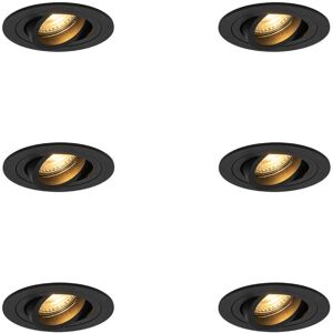 QAZQA Set of 6 Modern Recessed Spotlights Black - Rondoo QAZQA Set of 6 Modern Recessed Spotlights Black - Rondoo