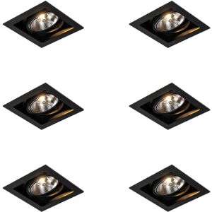QAZQA Set of 6 Modern Recessed Spotlight Black 18 cm Adjustable - Artemis 111 QAZQA Set of 6 Modern Recessed Spotlight Black 18 cm Adjustable - Artemis 111