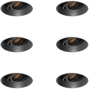 Qazqa - Set of 6 Modern Recessed Spotlights Black GU10 Round Trimless - Oneon Honey Qazqa - Set of 6 Modern Recessed Spotlights Black GU10 Round Trimless - Oneon Honey