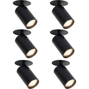 QAZQA Set of 6 Modern Recessed Spotlights Black GU10 50mm - Chels QAZQA Set of 6 Modern Recessed Spotlights Black GU10 50mm - Chels