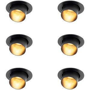 QAZQA Set of 6 Modern Recessed Spotlights Black Round Tiltable - Installa QAZQA Set of 6 Modern Recessed Spotlights Black Round Tiltable - Installa