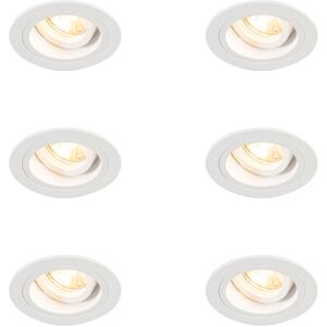 QAZQA Set of 6 Recessed Spotlights Round White Adjustable - Chuck QAZQA Set of 6 Recessed Spotlights Round White Adjustable - Chuck