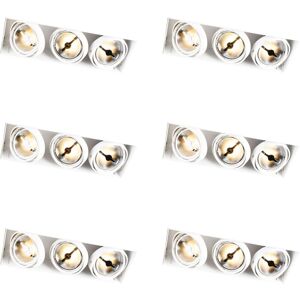 Qazqa White Trimless AR111 Recessed Spotlights - Set of 6 Qazqa White Trimless AR111 Recessed Spotlights - Set of 6