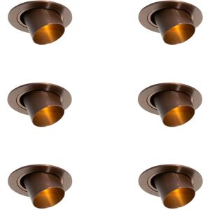 Qazqa - Set of 6 Recessed Spotlights Dark Bronze GU10 35mm Round Tiltable - Installa Qazqa - Set of 6 Recessed Spotlights Dark Bronze GU10 35mm Round Tiltable - Installa