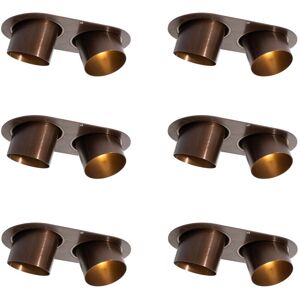 Qazqa - Set of 6 Recessed Spotlights Dark Bronze GU10 70mm Tiltable 2-Light - Installa Qazqa - Set of 6 Recessed Spotlights Dark Bronze GU10 70mm Tiltable 2-Light - Installa
