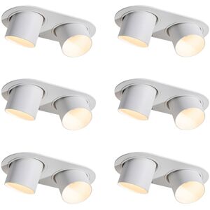 QAZQA Set of 6 Recessed Spotlights White GU10 50mm 2-Light - Installa QAZQA Set of 6 Recessed Spotlights White GU10 50mm 2-Light - Installa