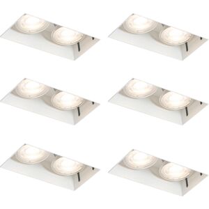 QAZQA Set of 6 Recessed Spotlights White GU10 50mm 2-Light Trimless - Oneon QAZQA Set of 6 Recessed Spotlights White GU10 50mm 2-Light Trimless - Oneon