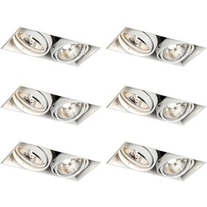 QAZQA Set of 6 Recessed Spotlights White GU10 70mm 2-Light Trimless - Oneon QAZQA Set of 6 Recessed Spotlights White GU10 70mm 2-Light Trimless - Oneon