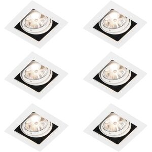 QAZQA Set of 6 Square Recessed Spotlight White Adjustable - Artemis 70 QAZQA Set of 6 Square Recessed Spotlight White Adjustable - Artemis 70